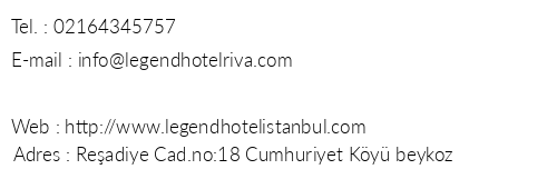 Legend Hotel Exclusive Kardak telefon numaralar, faks, e-mail, posta adresi ve iletiim bilgileri
